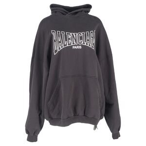 Balenciaga Boxing Logo-Print Hoodie in Grey Cotton